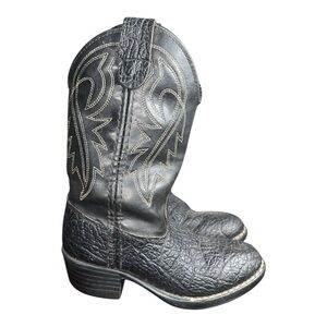 Bronco Little Kids 1890 Black Faux Leather Cowboy Boots size 9.5D